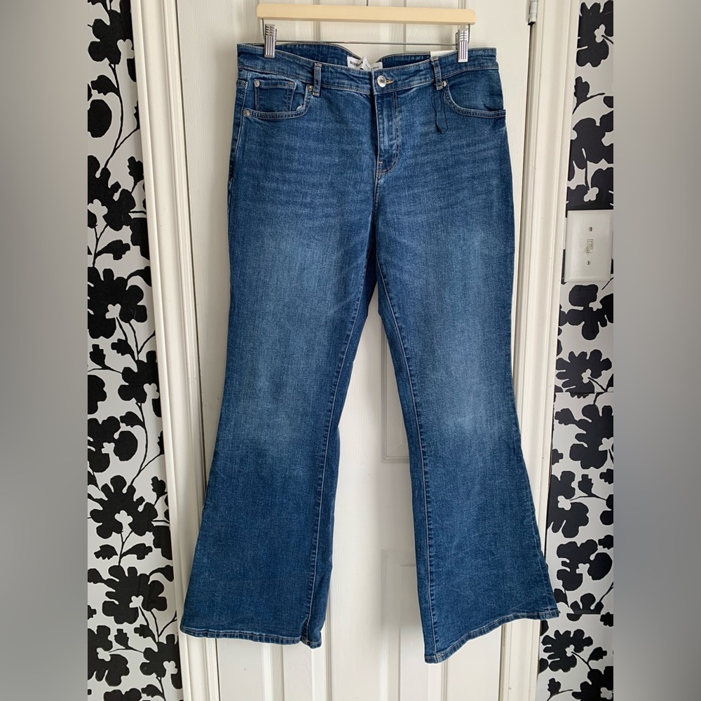 Bershka Women's 12 Blue Flare Jeans casual everyday essentials